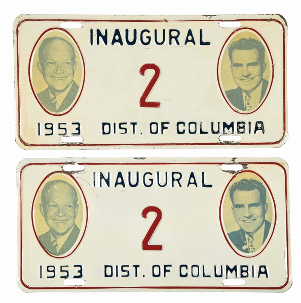 PAIR OF 1953 PRESIDENTIAL INAUGURATION LICENSE PLATES.