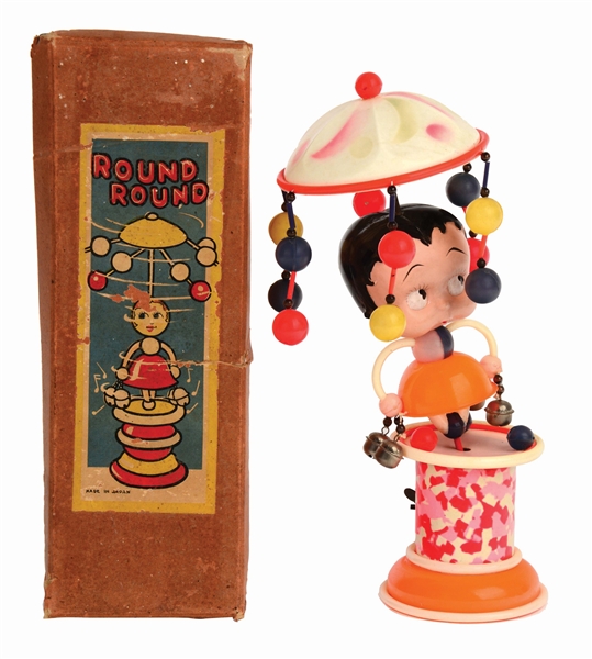 BETTY BOOP CELLULOID WHIRLIGIG WITH ORIGINAL BOX.