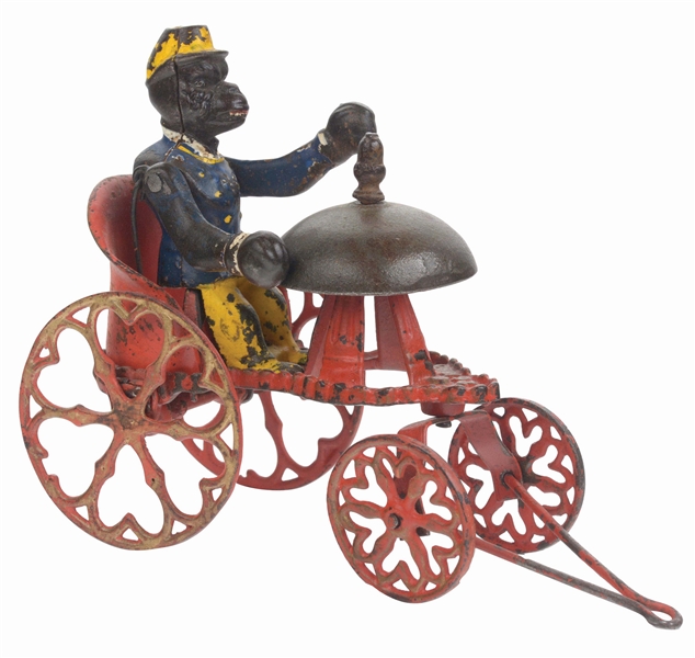 KYSER AND REX MONKEY CHARIOT CAST IRON BELL TOY.