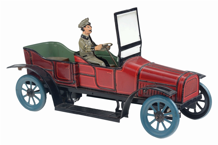 GERMAN TIN-LITHO OPEN WIND-UP LIMOUSINE TOY.