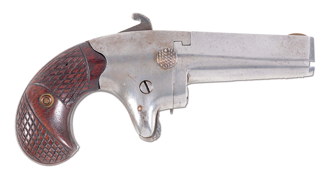 (A) UNIQUE LUNCHBOX COLT NUMBER 2 DERRINGER INTENDED FOR ENGLISH MARKET CHAMBERED FOR .41 ELEY CENTERFIRE.