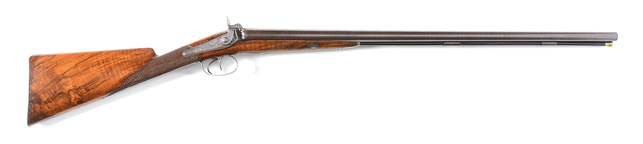 (A) GEORGE THOMSON SIDE BY SIDE PERCUSSION SHOTGUN.