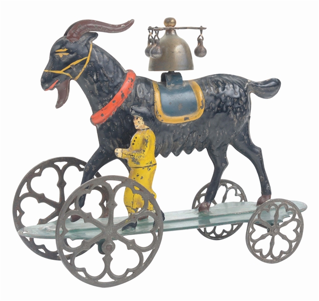 ALTHOF BERMAN TIN GOAT AND FIGURE BELL TOY.