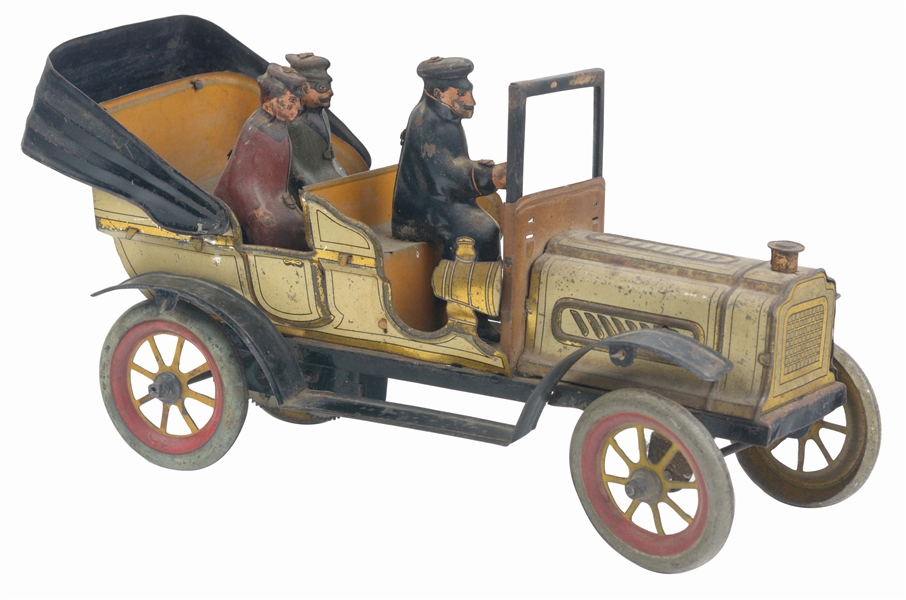 GERMAN TIN-LITHO WIND-UP OPEN TOURING CAR.