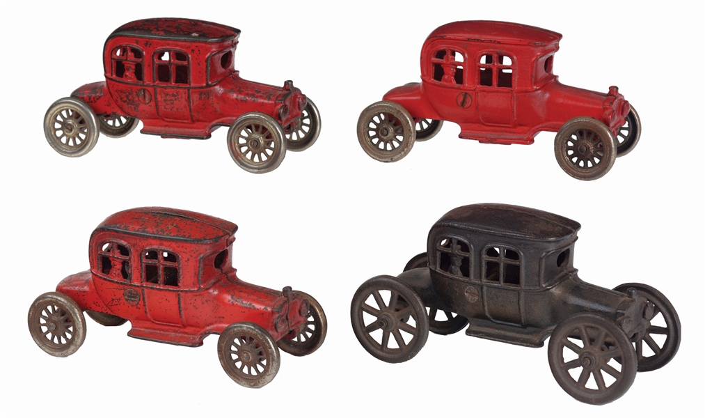 LOT OF 4: CAST-IRON A.C. WILLIAMS ELECTRIC CAR BANKS.