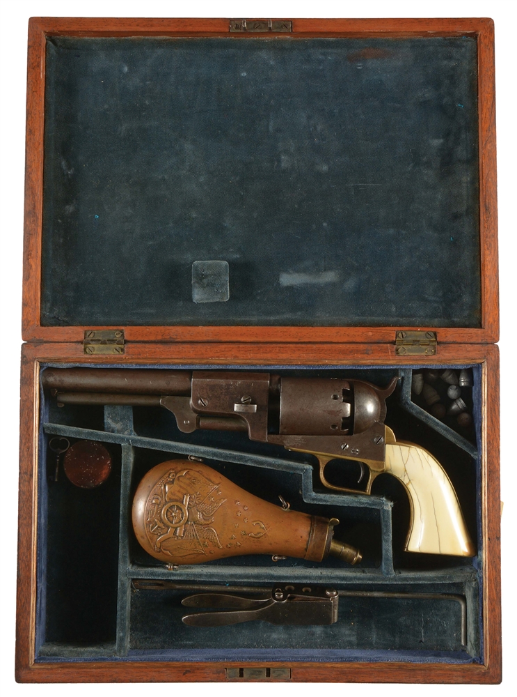 (A) COLT FIRST MODEL DRAGOON PERCUSSION REVOLVER WITH CASE.