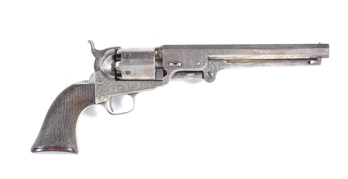 (A) RARE DOCUMENTED FACTORY ENGRAVED COLT 1851 NAVY PERCUSSION REVOLVER.