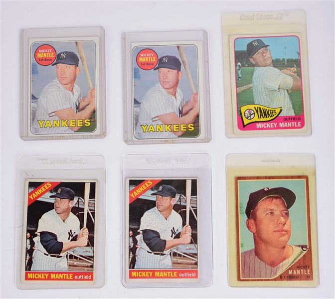 LOT OF 6: 1960S TOPPS MICKEY MANTLE CARDS.