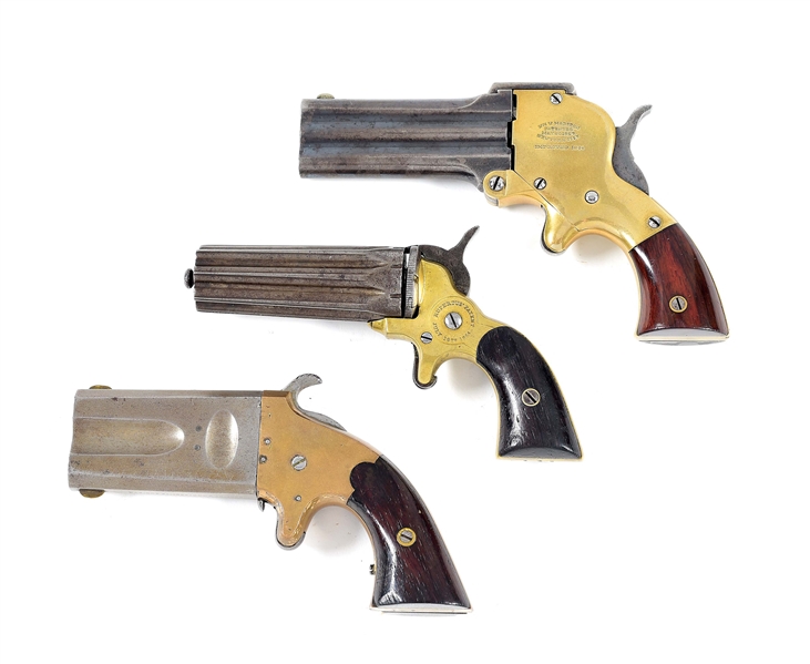 (A) LOT OF 3: MARSTON, RUPERTUS, AND AMERICAN ARMS PISTOLS.