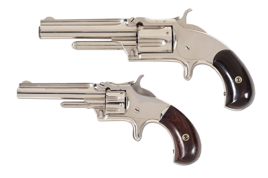 (A) LOT OF 2: SMITH AND WESSON MODEL NUMBER 1-1/2 .32 RF AND MODEL NUMBER 1, 3RD ISSUE .22 RF REVOLVERS.