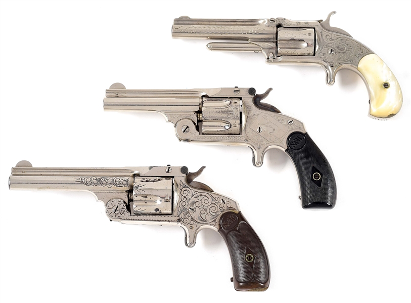 (A) COLLECTORS LOT OF 3: SMITH & WESSON ENGRAVED REVOLVERS.
