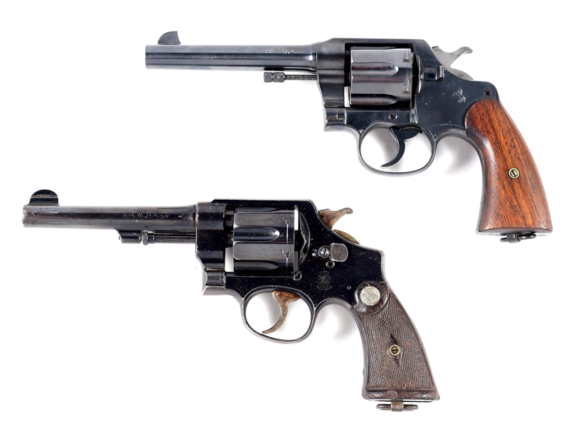 (C) LOT OF 2 .45 REVOLVERS: COLT 1917 AND SMITH & WESSON 1917.