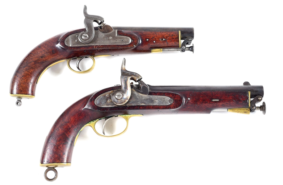 (A) LOT OF 2: TOWER COAST GUARD PISTOL AND A PRYSE & REDMOND 1858 PATTERN PERCUSSION PISTOL.