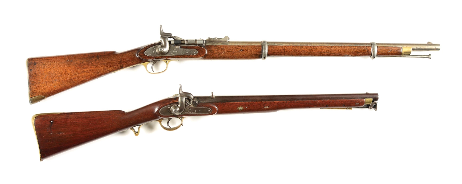 (A) LOT OF 2: BRITISH PATTERN 1853 SNIDER CONVERSION AND TOWER SINGLE SHOT CARBINE.