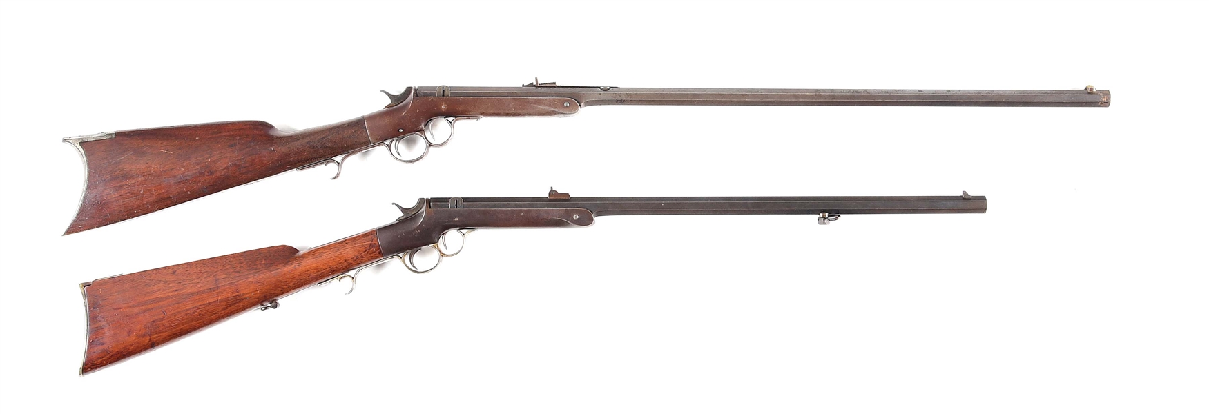 (A) LOT OF TWO: TWO FRANK WESSON SINGLE SHOT RIFLES.