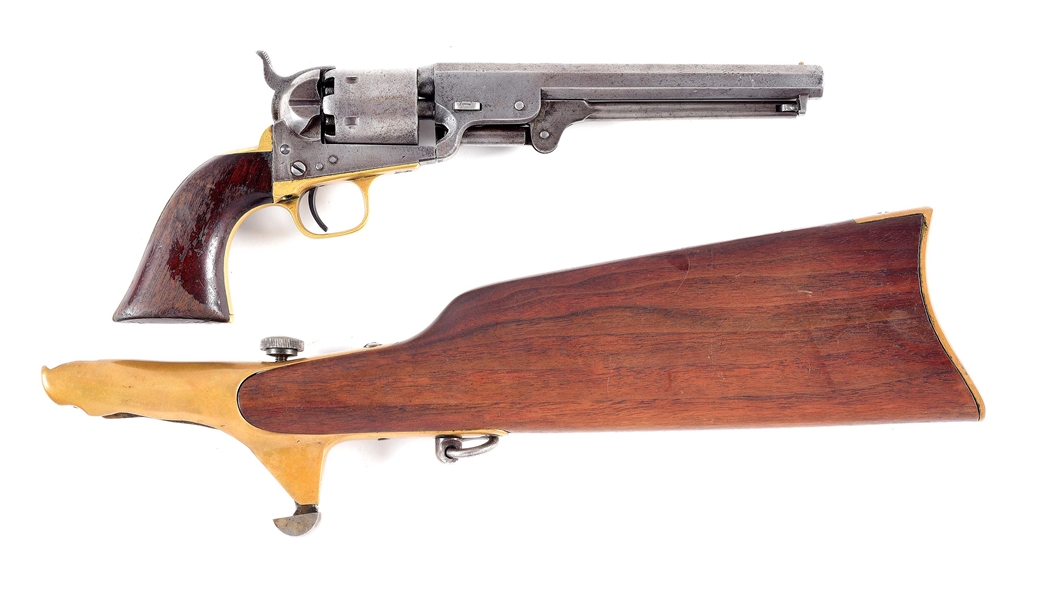 (A) COLT 1851 NAVY PERCUSSION REVOLVER WITH STOCK.