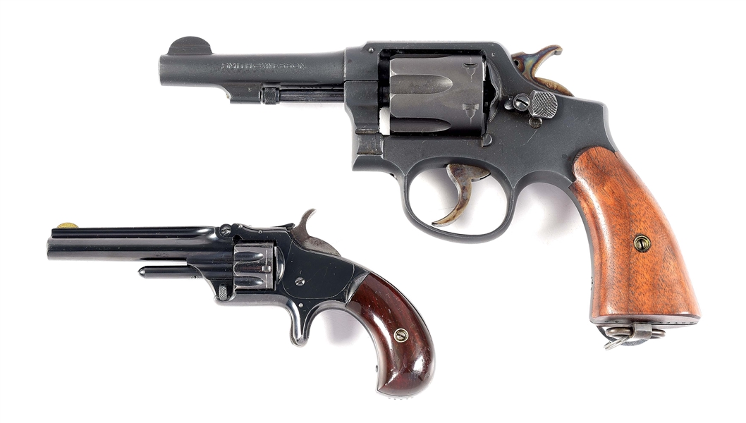 (C+A) LOT OF TWO: SMITH AND WESSON VICTORY AND MODEL 1 REVOLVERS.