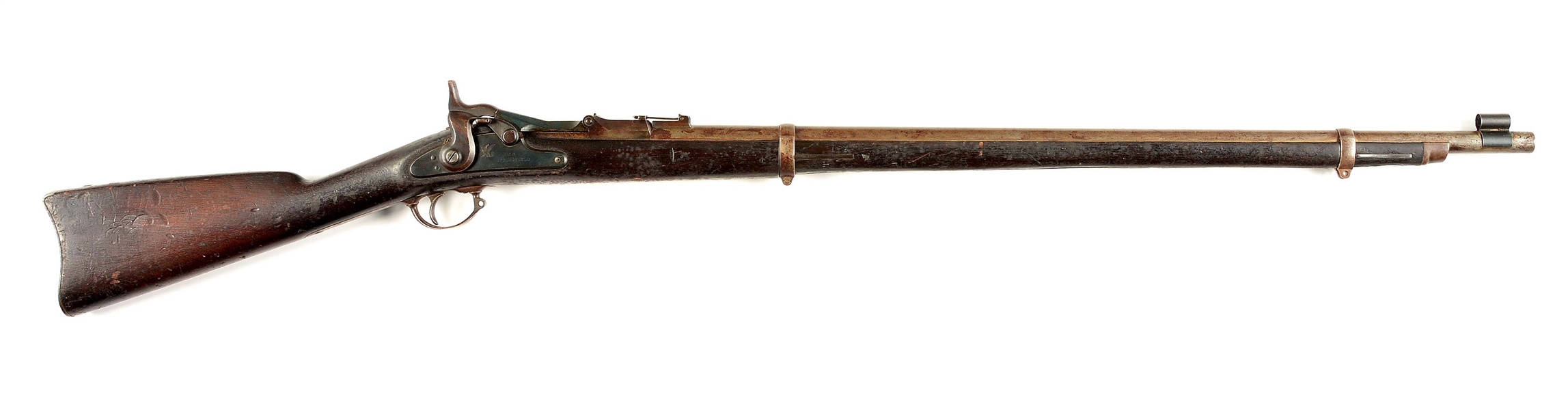 (A) SPRINGFIELD TRAPDOOR 1868 PERCUSSION RIFLE.