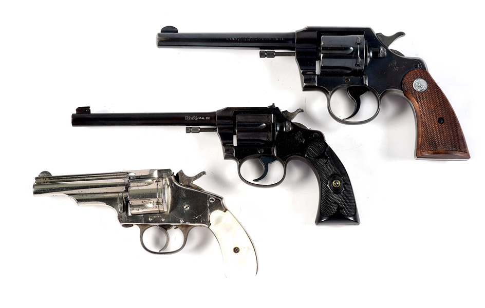 (C+A) LOT OF THREE COLT AND MERWIN & HULBERT DOUBLE ACTION REVOLVERS 