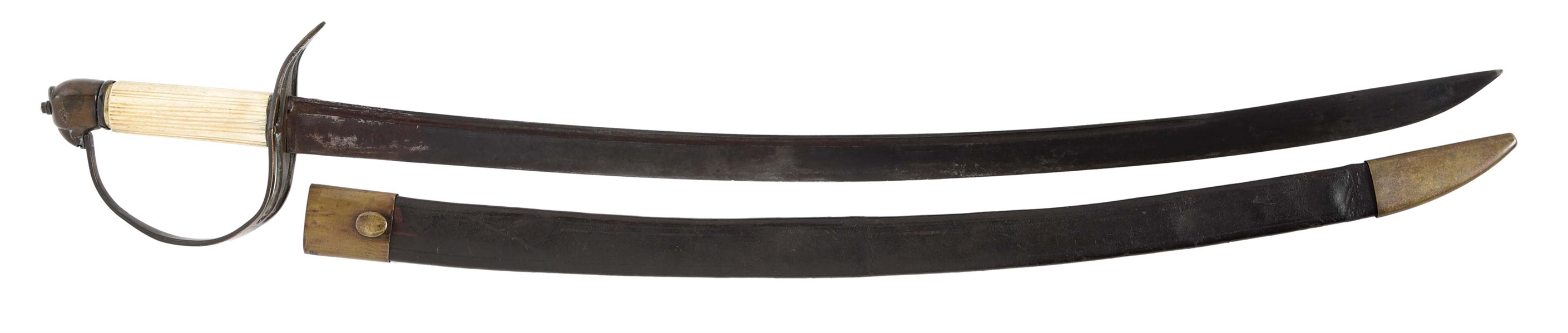 EARLY FOUR-SLOT AMERICAN EAGLE POMMEL SABER WITH SCABBARD.