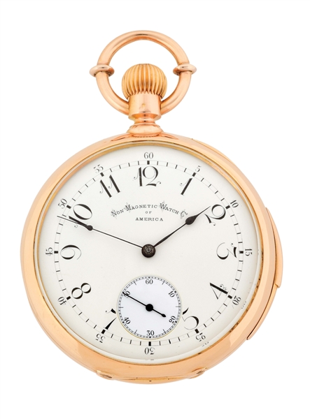 18K PINK GOLD GENEVA NON-MAGNETIC WATCH CO, NEW YORK, REPEATING CHRONOMETER O/F POCKET WATCH.