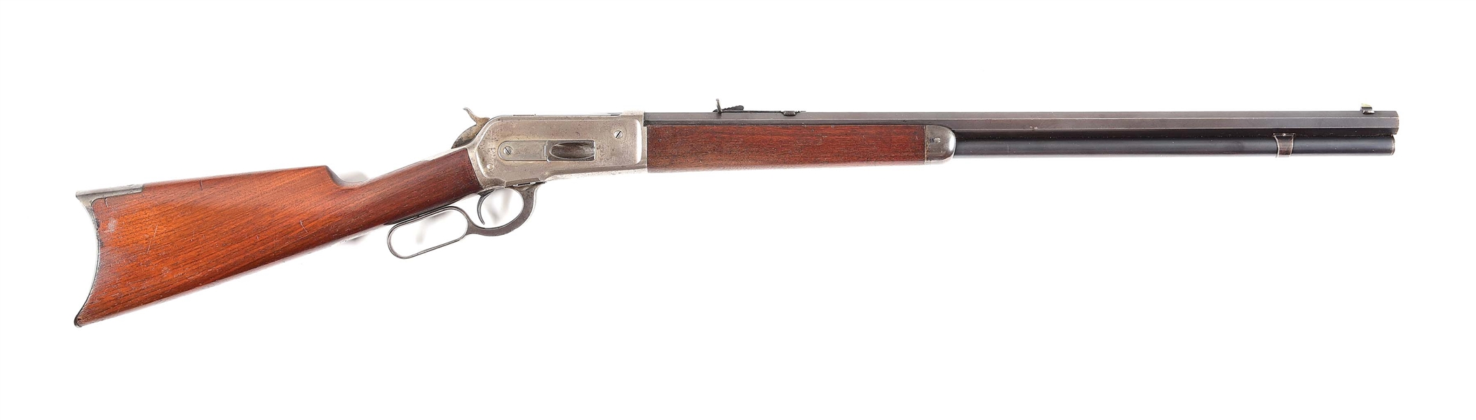 (A) WINCHESTER 1886 LEVER ACTION RIFLE.