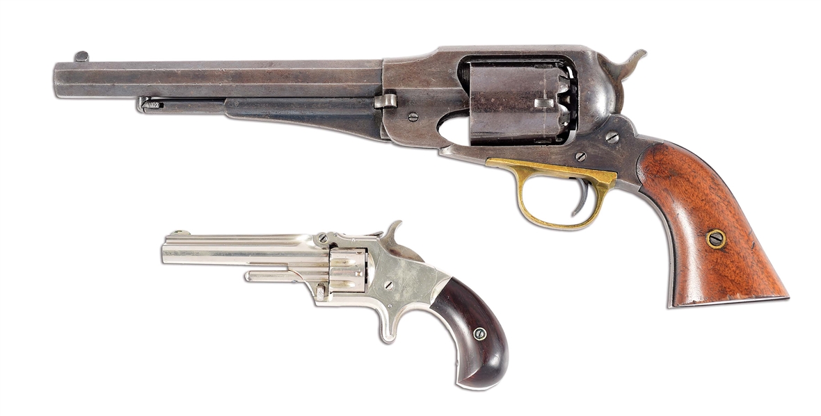 (A) LOT OF 2: REMINGTON 1858 ARMY TOGETHER WITH A SMITH & WESSON NO. 1 REVOLVER.