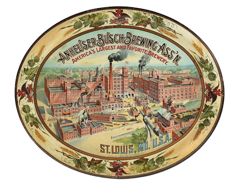 LARGE SIZE ANHEUSER-BUSCH SERVING TRAY. 