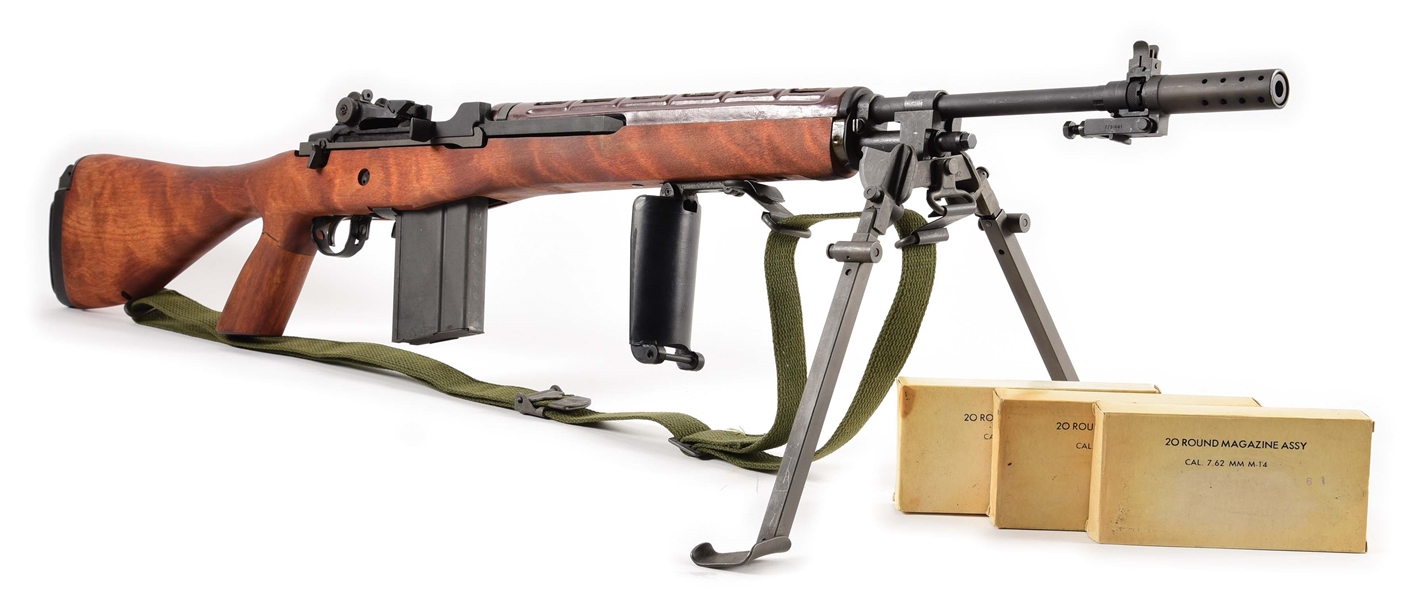 (N) MAGNIFICENT UNFIRED SPRINGFIELD ARMORY M1A-E2 CONVERTED TO M14 MACHINE GUN BY OZARK MOUNTAIN (FULLY TRANSFERABLE).