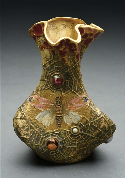 AMPHORA JEWELED BUTTERFLY AND WEB “SEMIRAMIS” VASE.