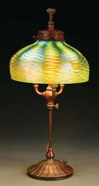 TIFFANY STUDIOS ADJUSTABLE DESK LAMP.
