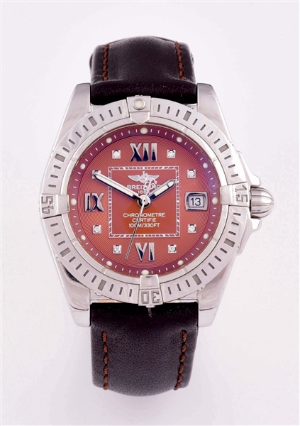 LADYS BREITLING GALACTIC COCKPIT LADY 32 CERTIFIED CHRONOMETER DIAMOND DIAL WRISTWATCH, REF. A71356 W/BOX & PAPERS.