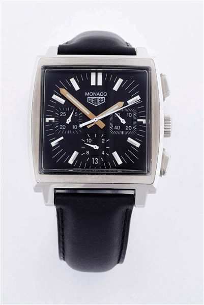 MENS STAINESS STEEL TAG HEUER MONACO CLASSIC SQUARE AUTOMATIC CHRONOGRAPH WRISTWATCH, REF. CS2111 W/B&P.