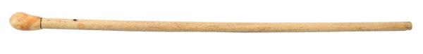 CAPTAINS WHALE BONE AND WHALE TOOTH "GOING ASHORE" WALKING STICK CANE WITH SOLID GOLD EYELETS.