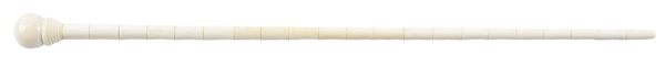 OUTSTANDING ALL IVORY LARGE BALL/KNOB WALKING STICK CANE.