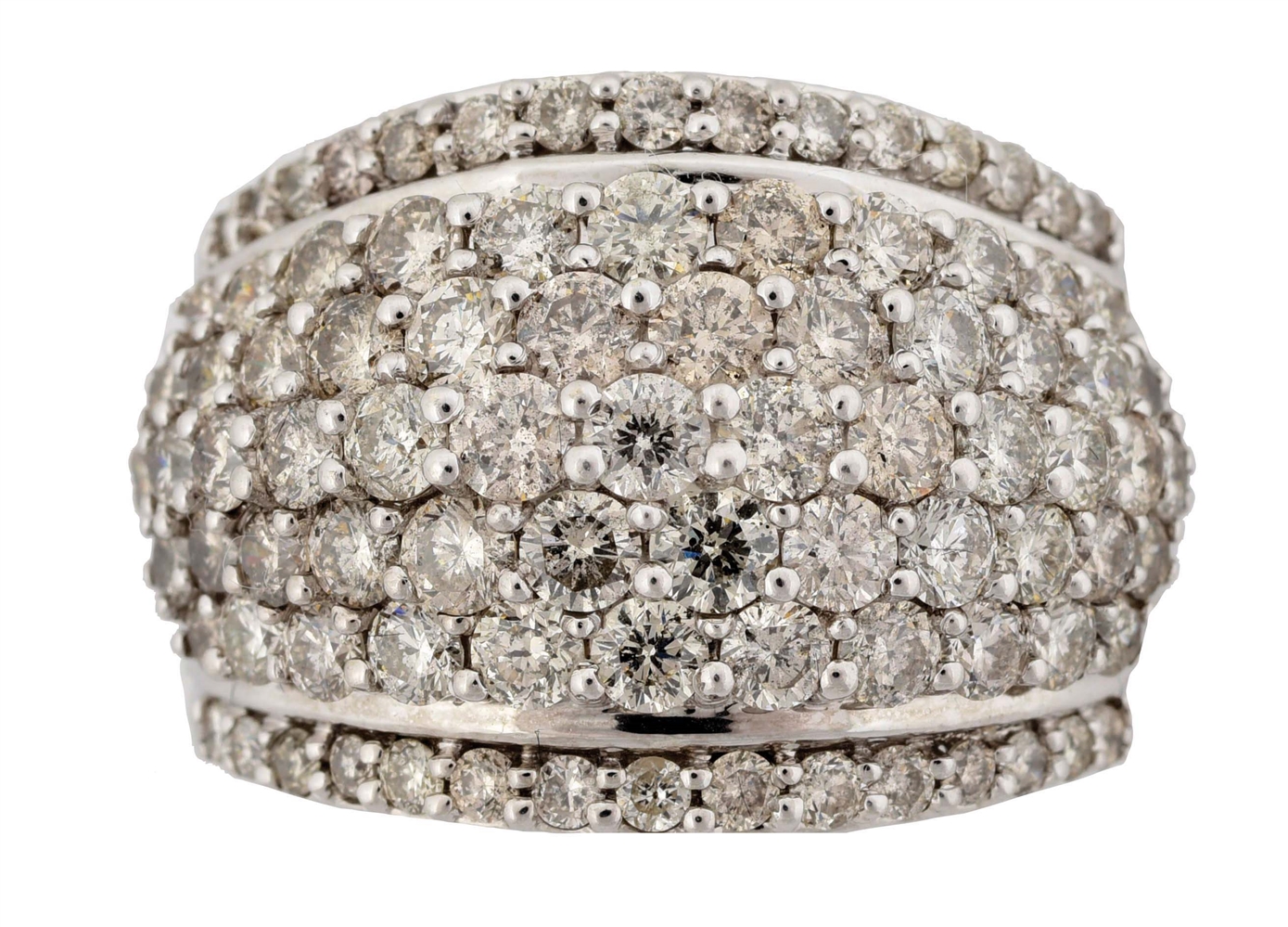 LADYS 14K WHITE GOLD DOME-STYLE DIAMOND RING WITH APPRAISAL.