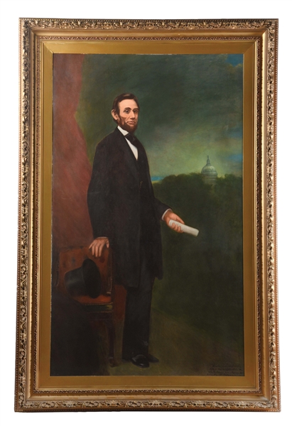 WILLIAM F COGSWELL (AMERICAN, 1819 - 1903) LIFE-SIZED PORTRAIT OF ABRAHAM LINCOLN.