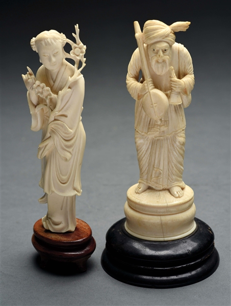 LOT OF 2: IVORY CARVED FIGURES.