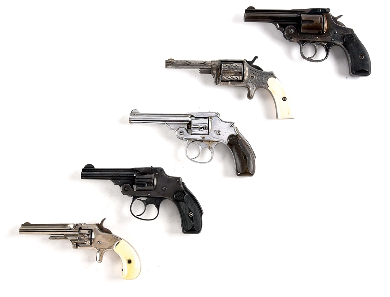 (A) LOT OF 5: US REVOLVER CO, HOPKINS AND ALLEN, AND SMITH AND WESSON REVOLVERS.