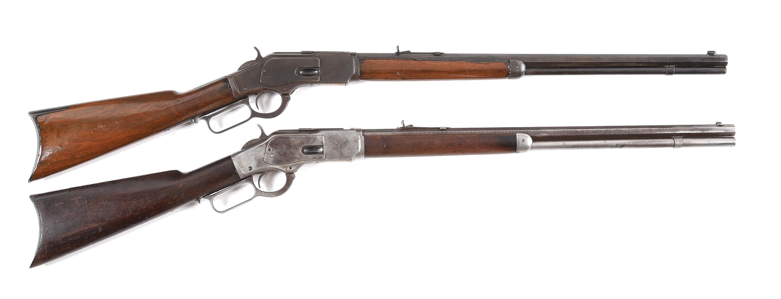 (A) LOT OF 2: WINCHESTER 73 LEVER ACTION RIFLES.
