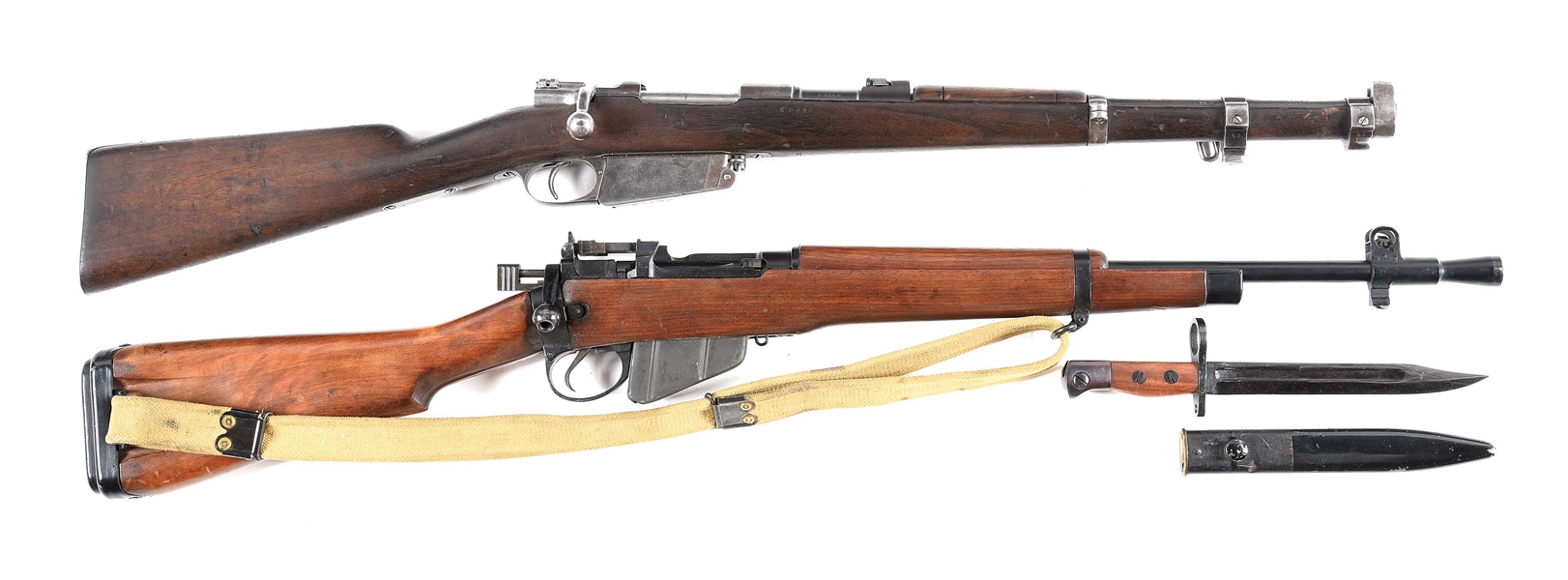 (C) LOT OF TWO: MAUSER ARGENTINE MODEL 1891 ENGINEERS CARBINE AND FAZAKERLEY NO. 5 MK I BOLT ACTION CARBINES.