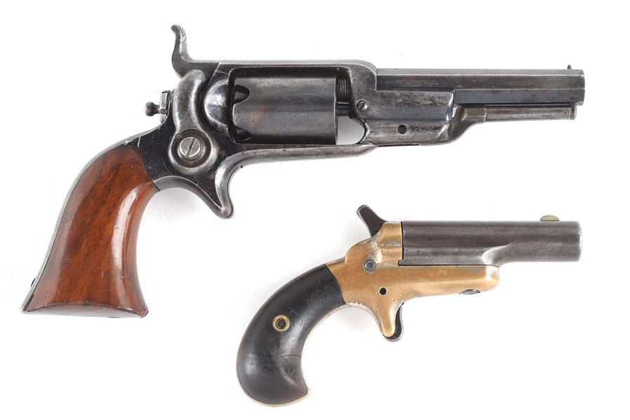 (A) LOT OF TWO COLT HANDGUNS: 1855 ROOT PERCUSSION REVOLVER AND NO.3 SINGLE SHOT
