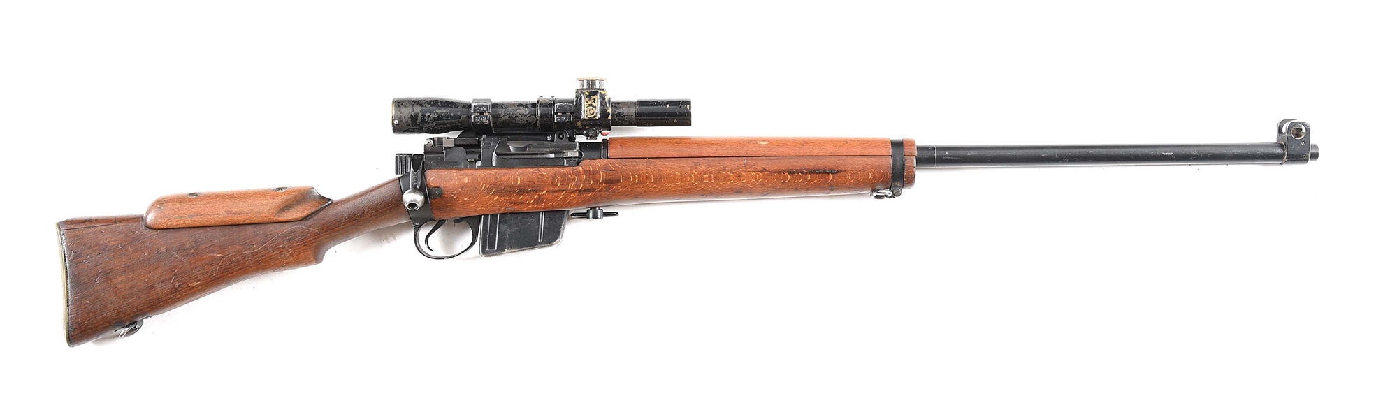 (C) BRITISH L42 A1 BOLT ACTION SNIPER RIFLE WITH SCOPE AND TRANSIT CHEST.
