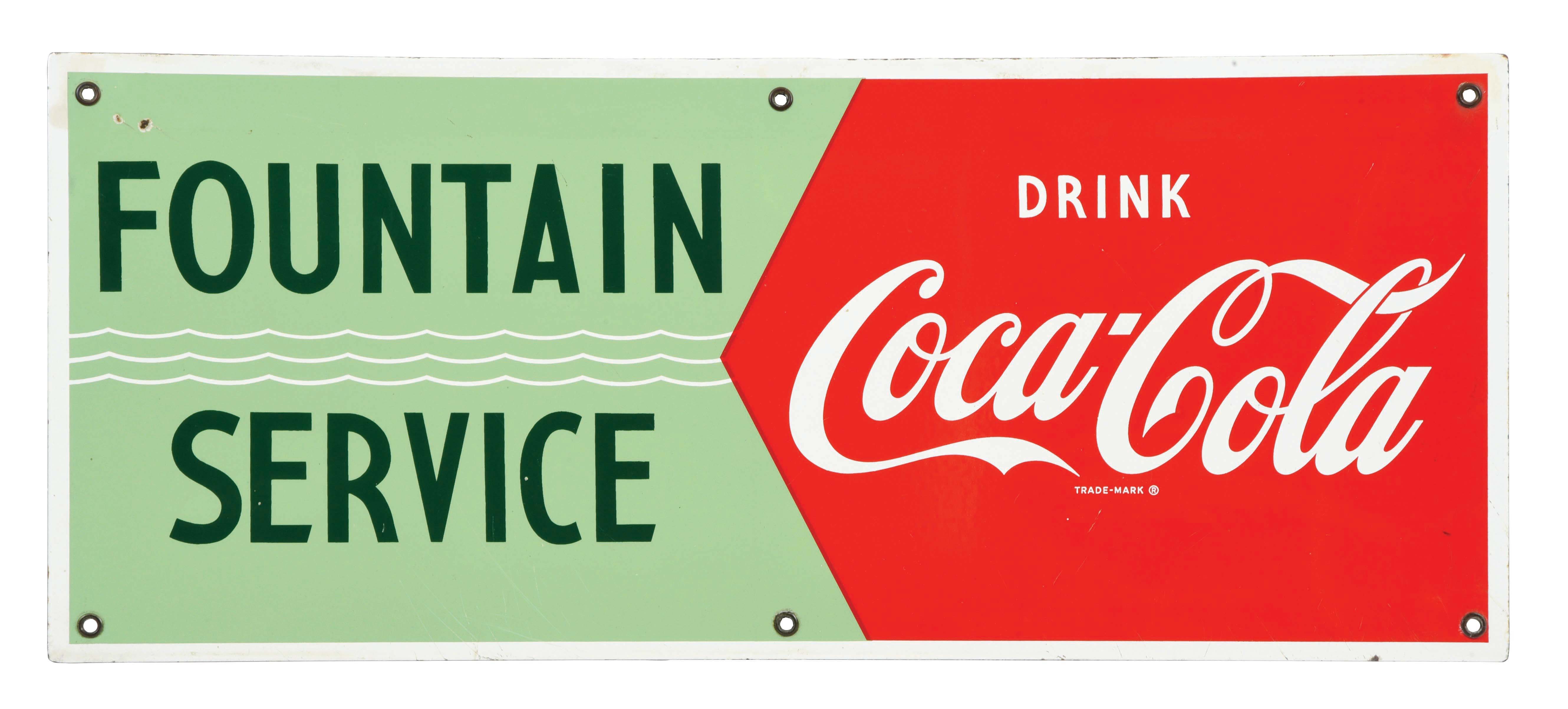 FOUNTAIN Coca Cola SERVICE 凸凹ブリキ看板 通販