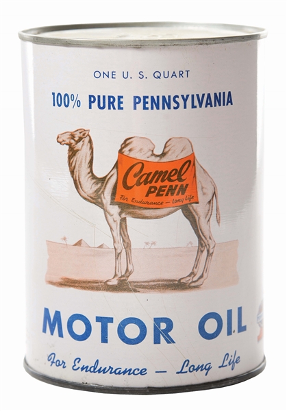 CAMEL PENN MOTOR OIL ONE QUART CAN W/ CAMEL GRAPHIC. 