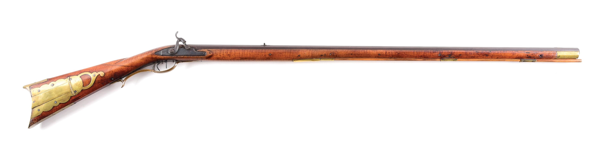 (A) SIGNED BEDFORD COUNTY PERCUSSION KENTUCKY RIFLE BY WILLIAM BORDER.