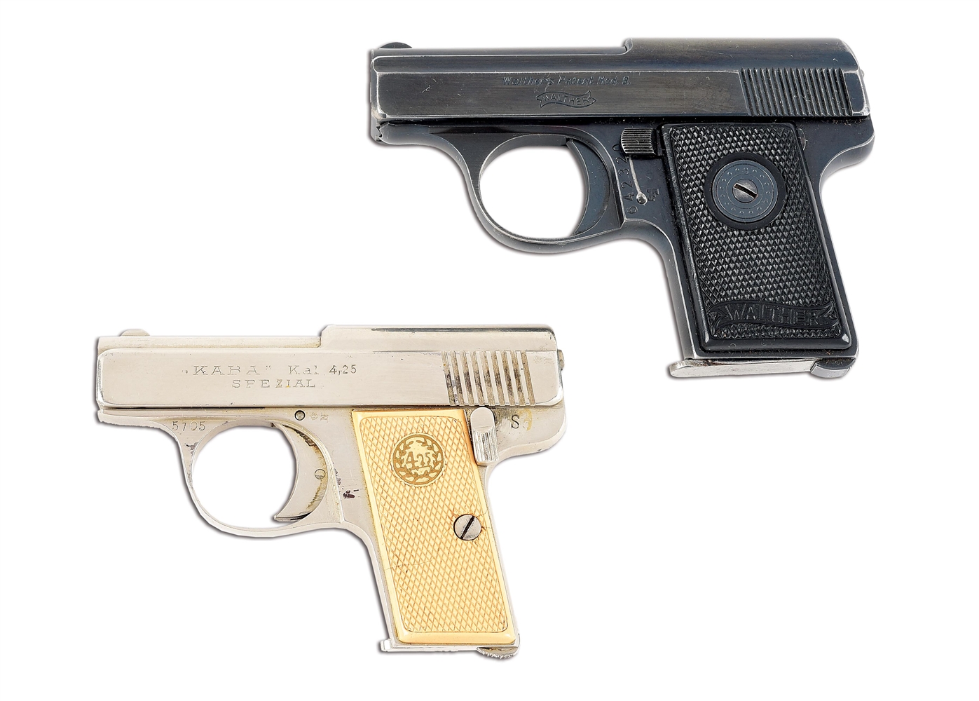 (C) LOT OF 2: SEMI-AUTOMATIC POCKET PISTOLS BY WALTHER AND KABA.