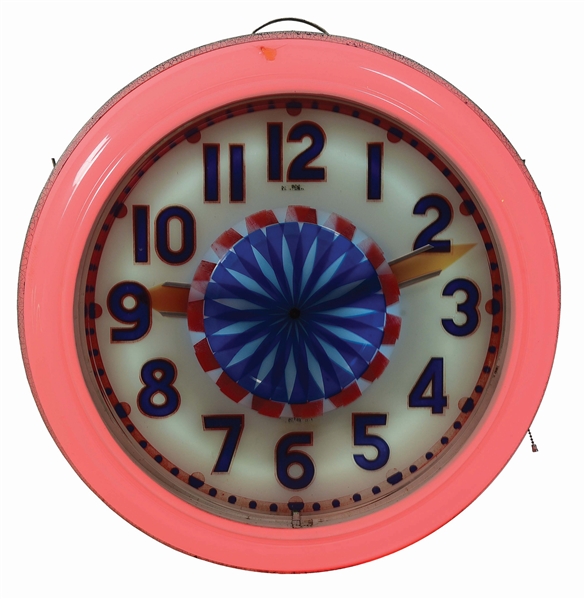 CLEVELAND ELECTRIC NEON SPINNER CLOCK.