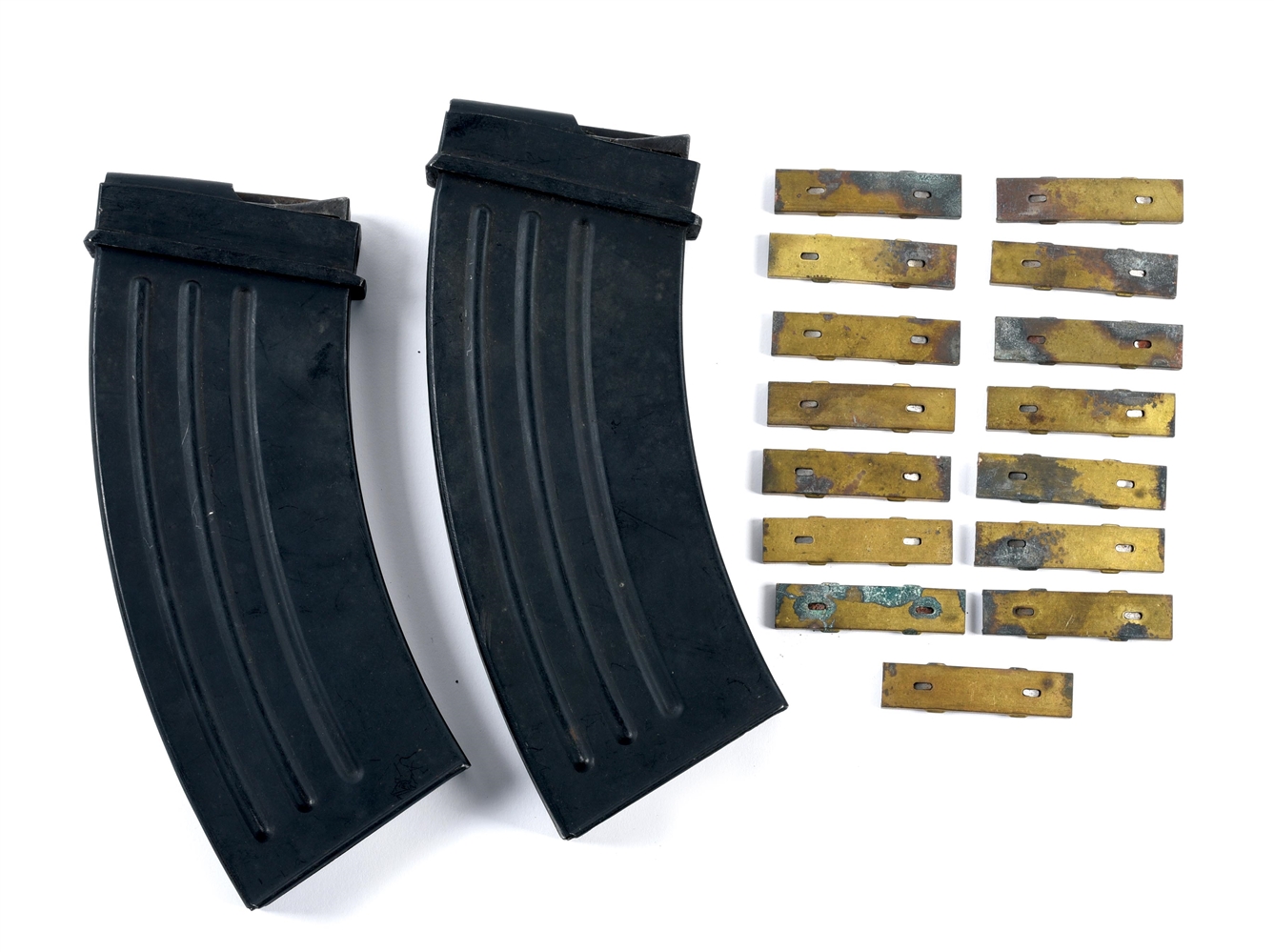 DESIRABLE LOT OF 2: JAPANESE TYPE 96 MAGAZINES AND 15 STRIPPER CLIPS.