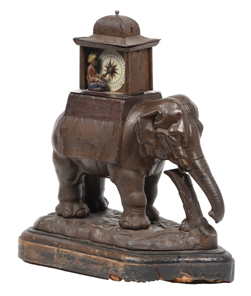 REMARKABLE CAST-IRON FIGURAL ELEPHANT STRENGTH TESTER.
